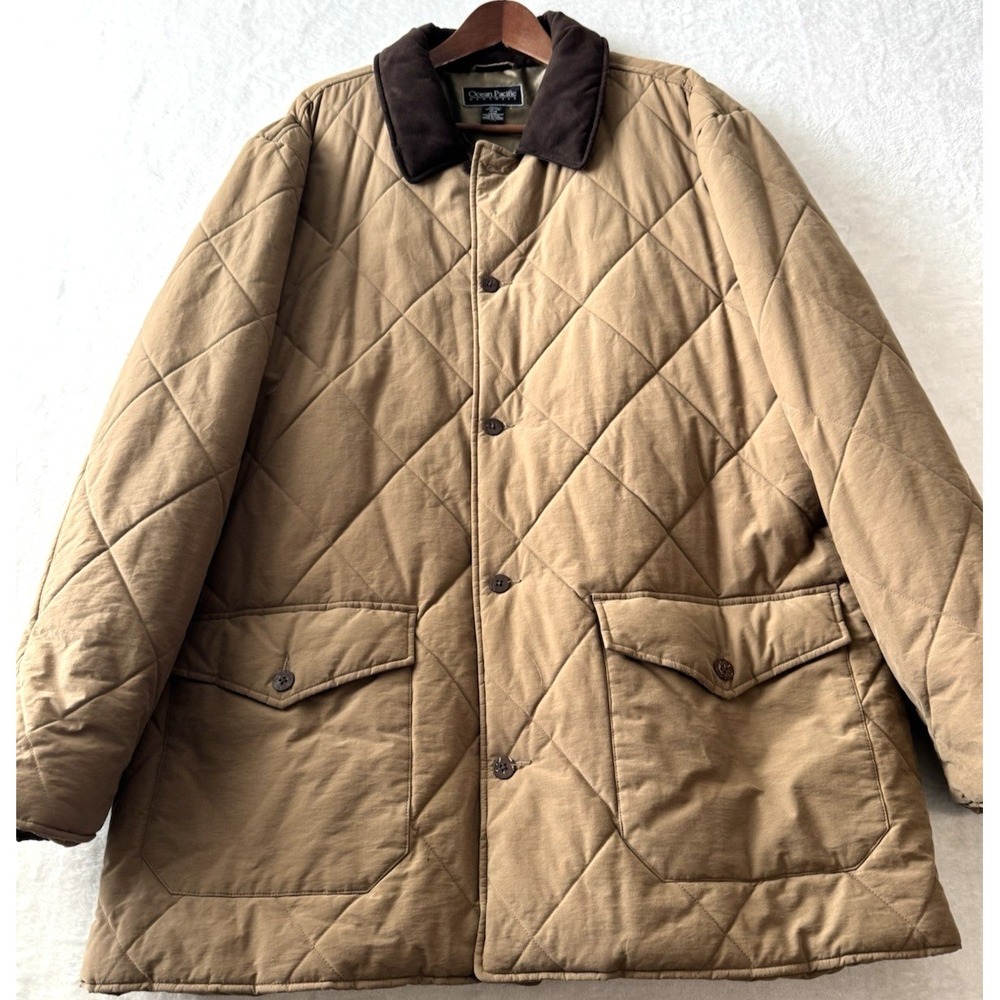 Ocean Pacific Tan Suede Collar Quilted Barn Coat Pockets Lined Size XXL‎ - Picture 2 of 15
